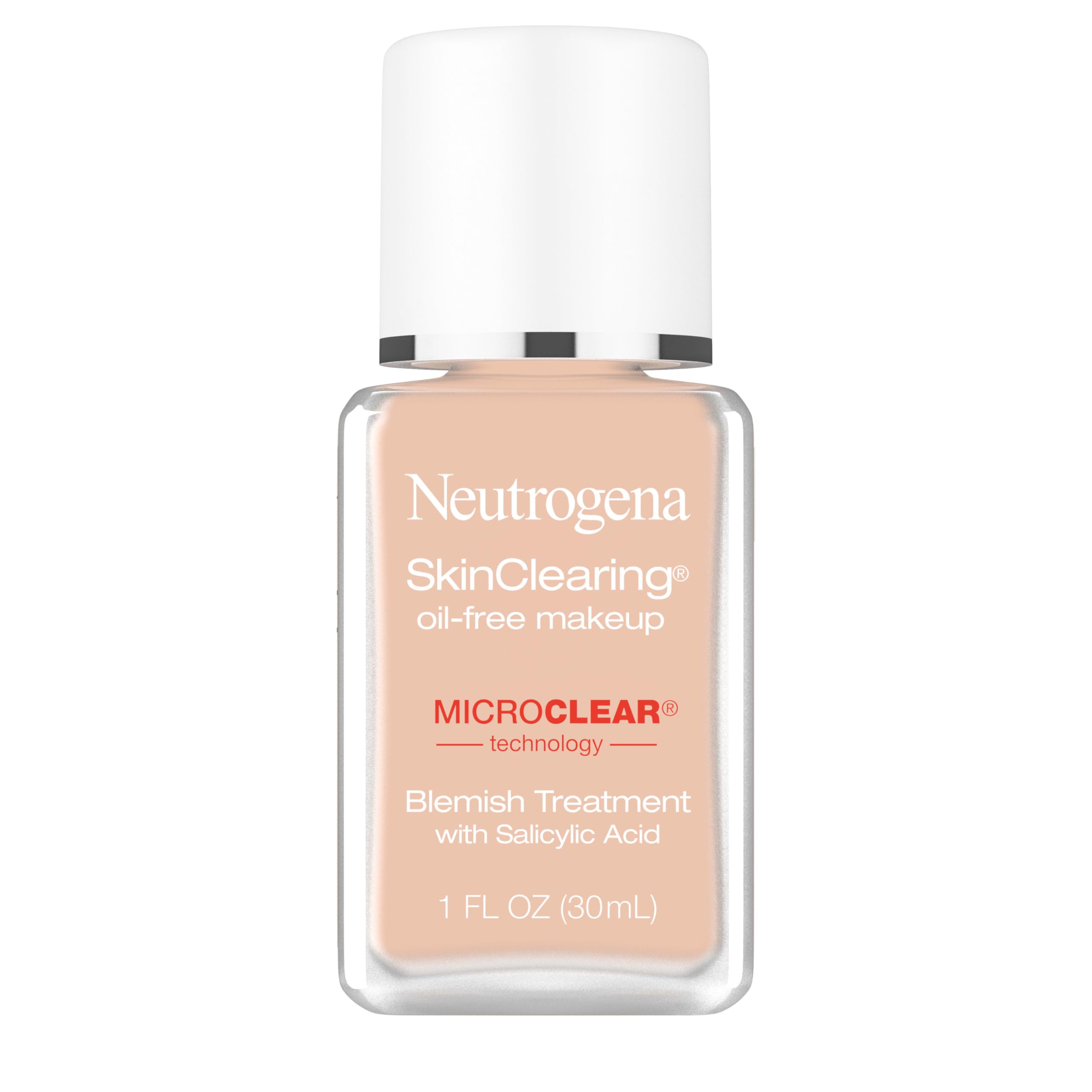 Neutrogena SkinClearing base fluida en frasco, control de brillo para piel propensa al acné.