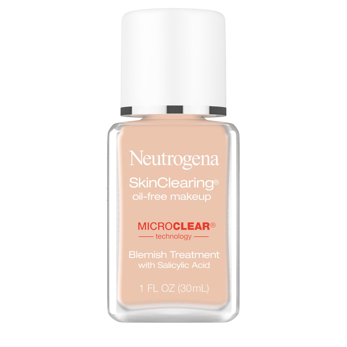 Neutrogena SkinClearing base fluida en frasco, control de brillo para piel propensa al acné.