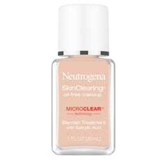 Base de maquillaje Neutrogena SkinClearing, textura ligera para piel propensa al acné.