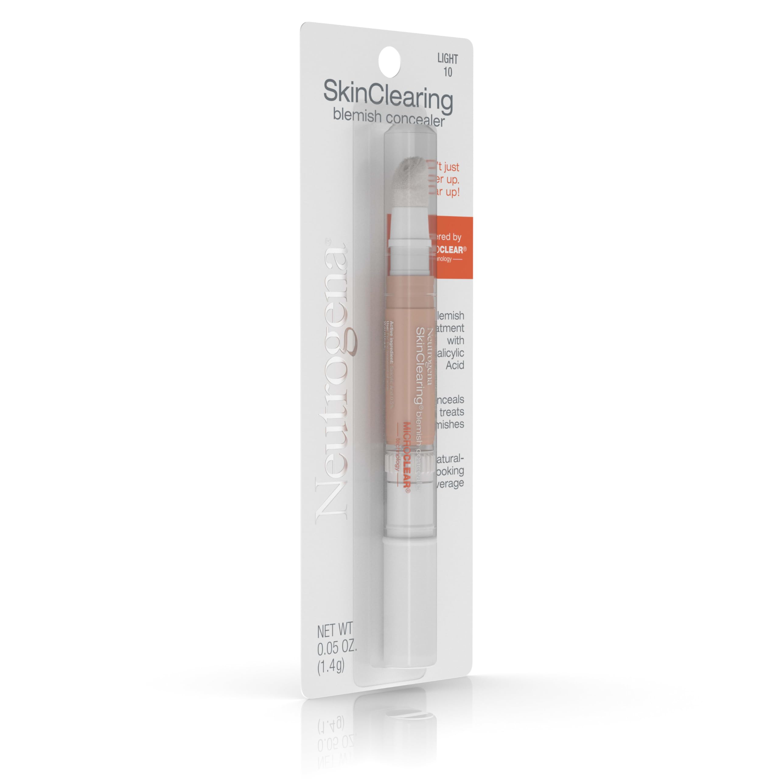 Neutrogena SkinClearing Blemish Concealer on face close-up shows seamless blend.