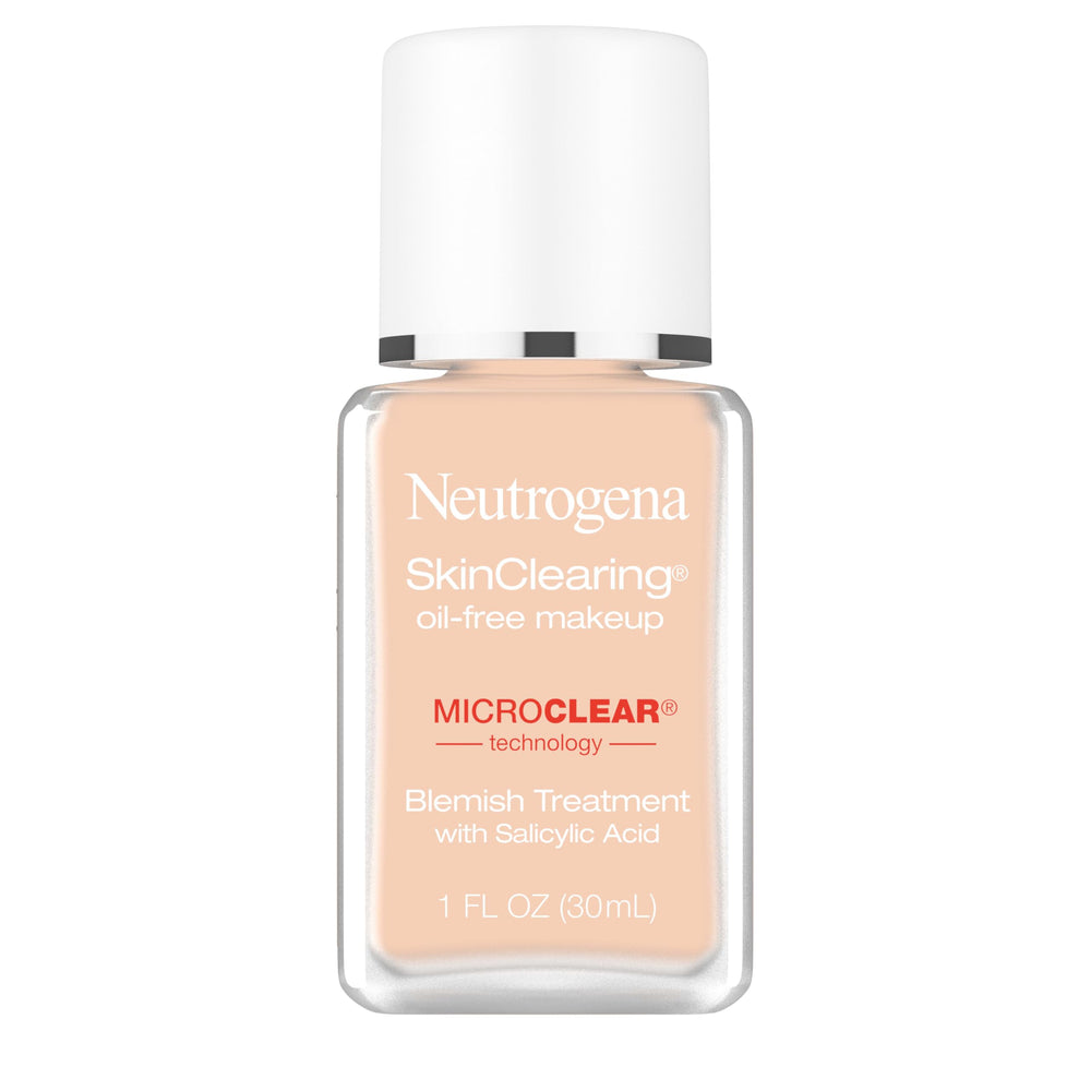Neutrogena SkinClearing Foundation Nude40, bote, cobertura natural y suave para piel propensa al acné.
