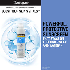 Neutrogena Sport Active Defense SPF 70 spray being used during sports activities.