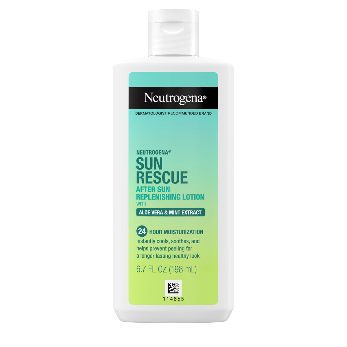 Neutrogena Sun Rescue After Sun, botella de 6.7 oz para hidratación duradera tras la exposición solar.