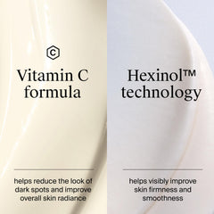 Texture close-up shows creamy formula with shea butter and glycerin.