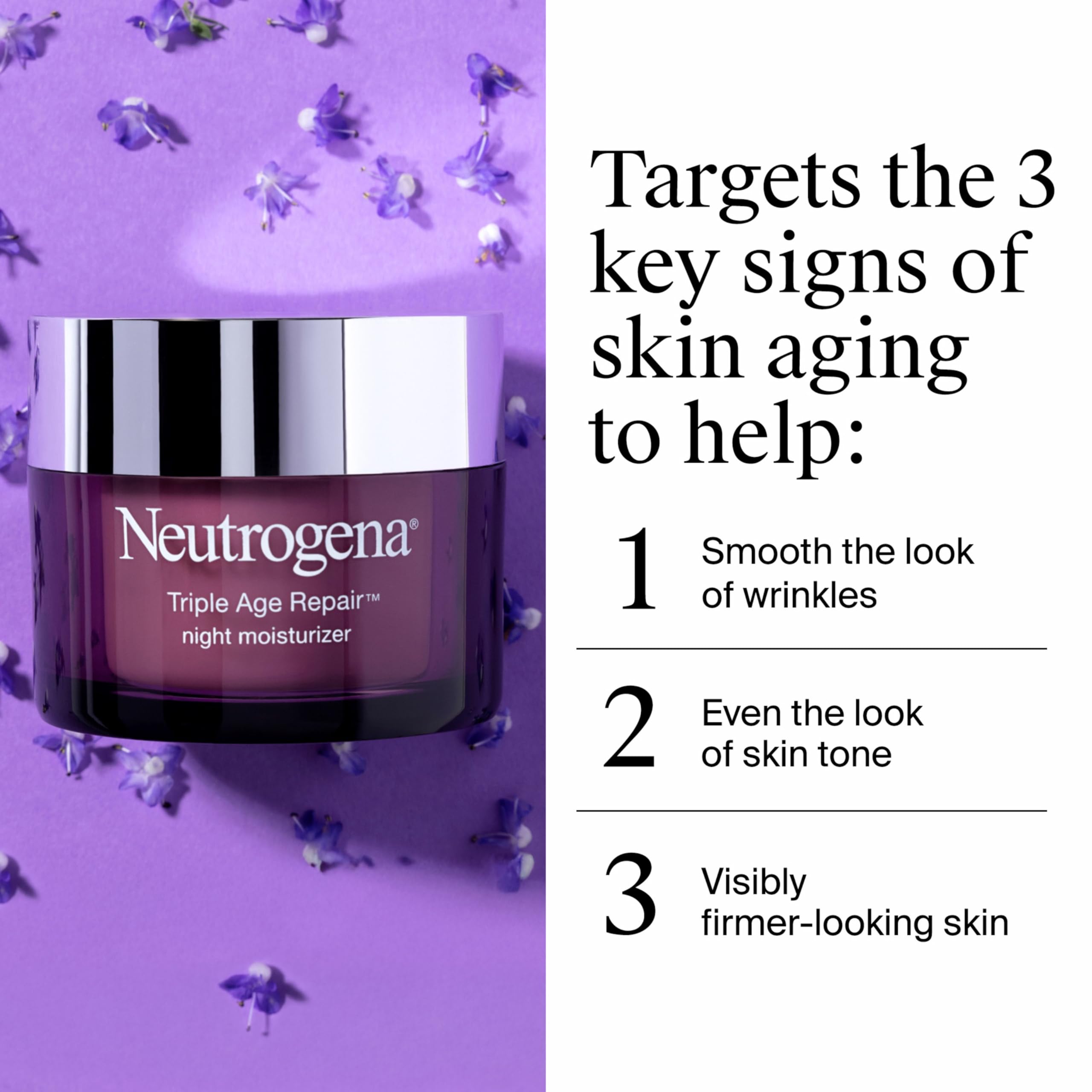 Neutrogena Triple Age Repair vitamin C brightening shot indicating even tone potential.
