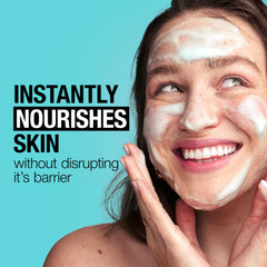 Foam-lather close-up of Neutrogena Ultra Gentle cleanser, creamy-to-foam texture.