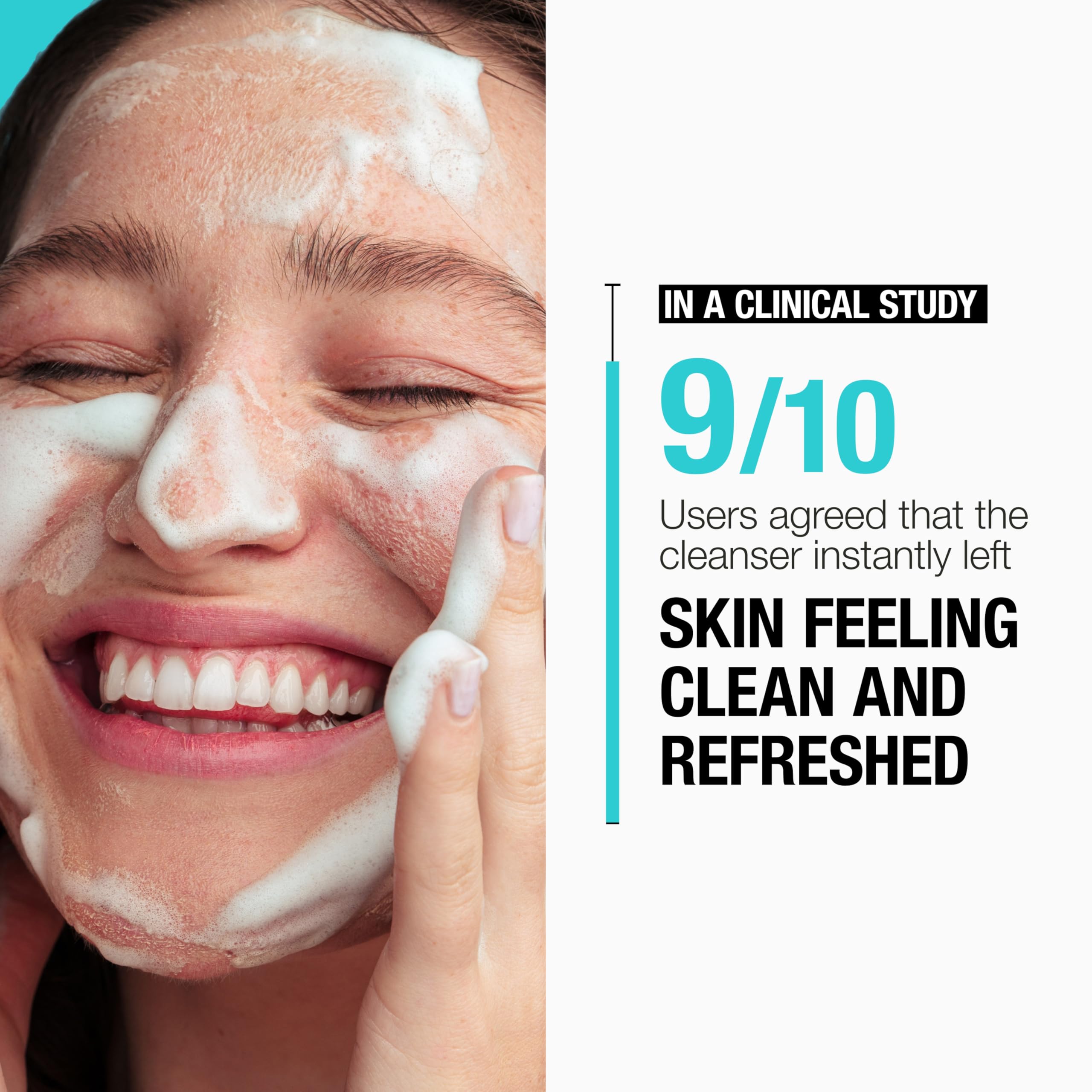 Glycerin drop beside Neutrogena Ultra Gentle cleanser highlights moisturizing benefit.