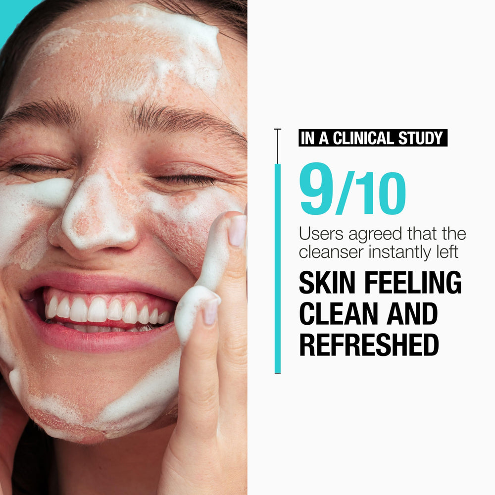 Glycerin drop beside Neutrogena Ultra Gentle cleanser highlights moisturizing benefit.
