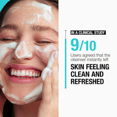 Glycerin drop beside Neutrogena Ultra Gentle cleanser highlights moisturizing benefit.