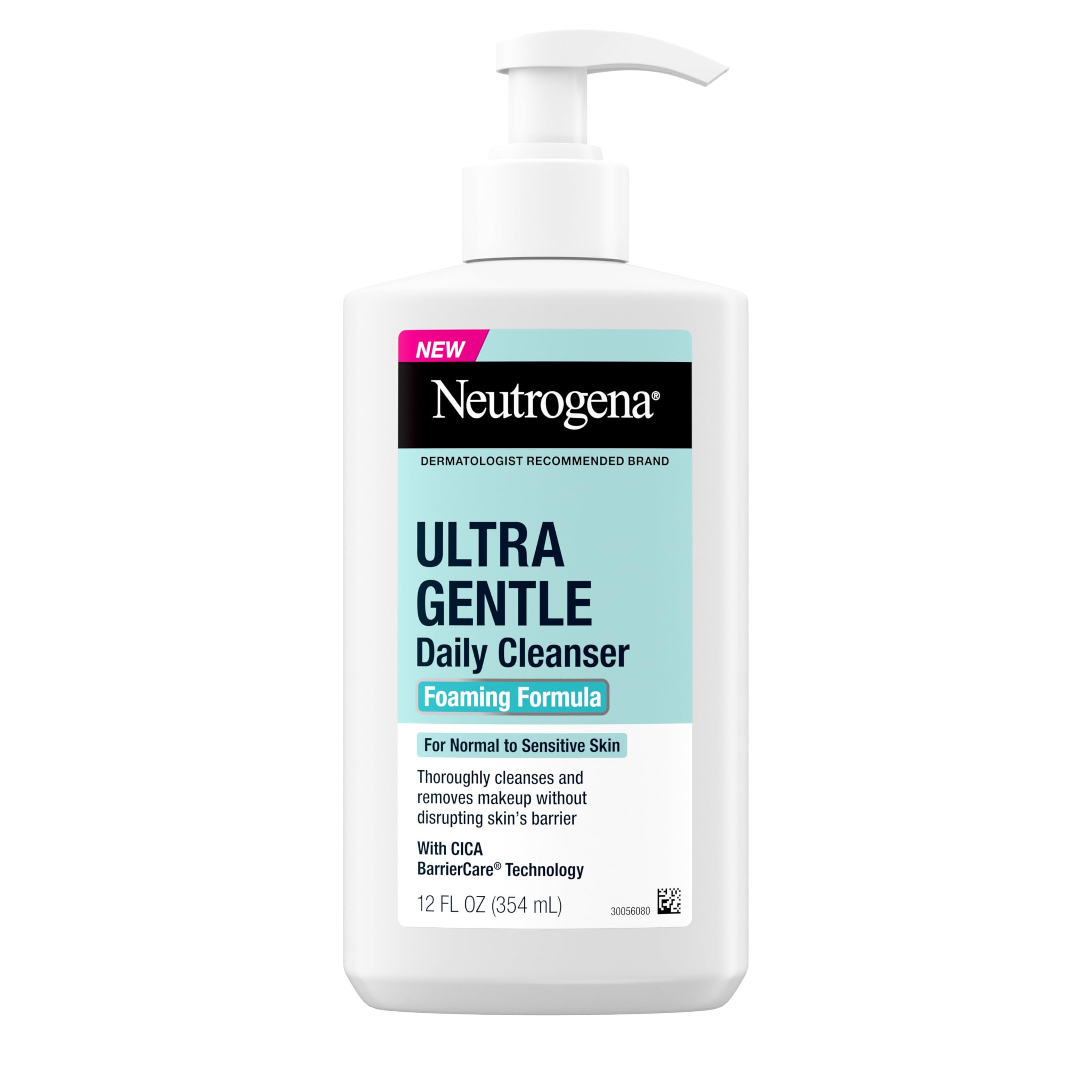 Neutrogena Ultra Gentle Foaming Cleanser bottle shown for a daily sensitive-skin cleanse.