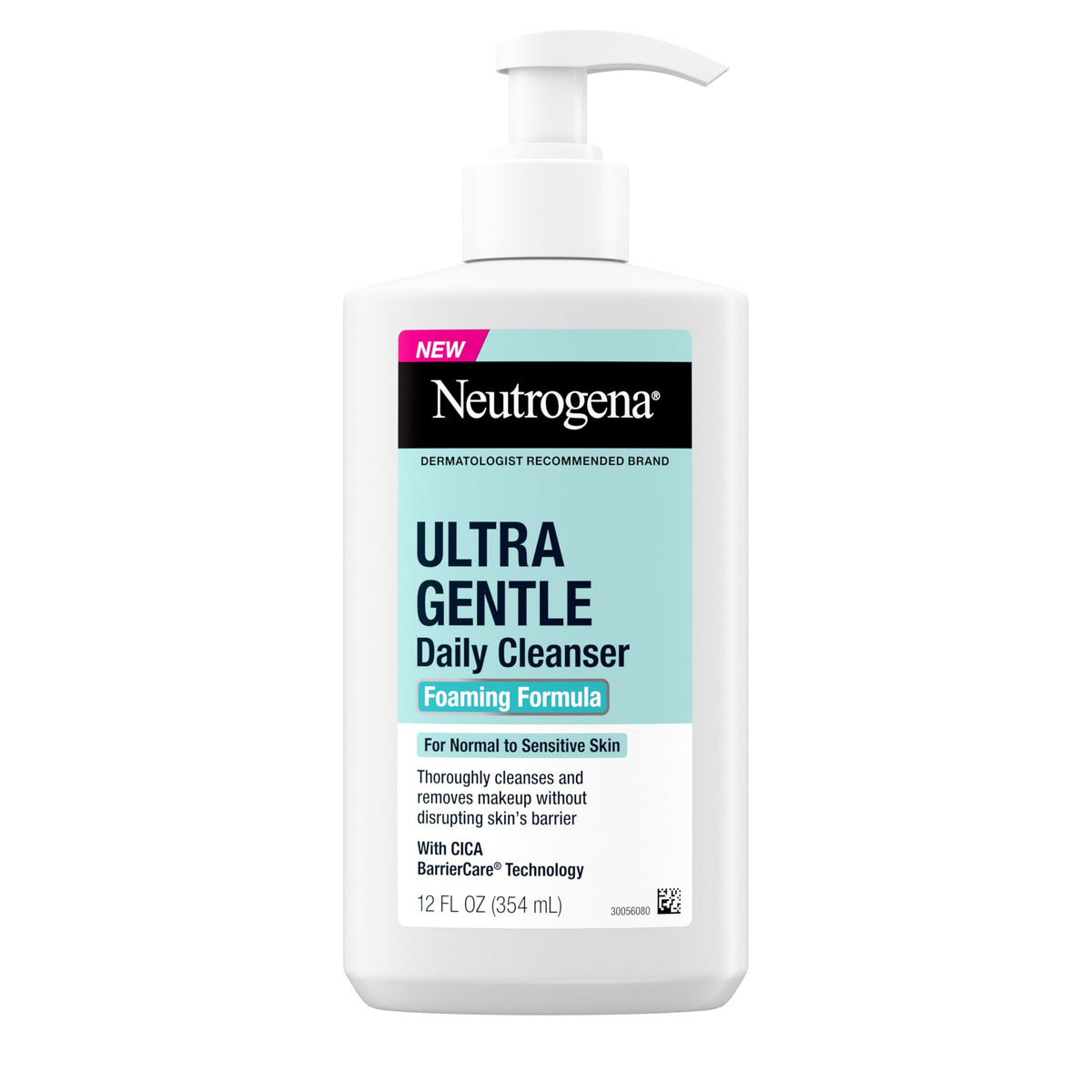 Neutrogena Ultra Gentle Foaming Cleanser bottle shown for a daily sensitive-skin cleanse.