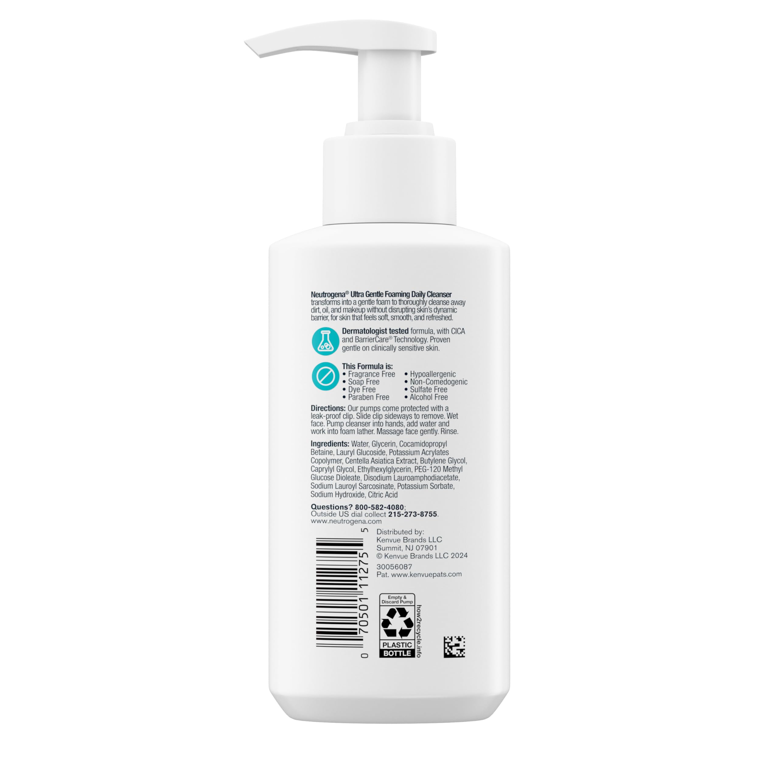 Neutrogena Ultra Gentle Foaming Cleanser daily-use routine visualized on counter.