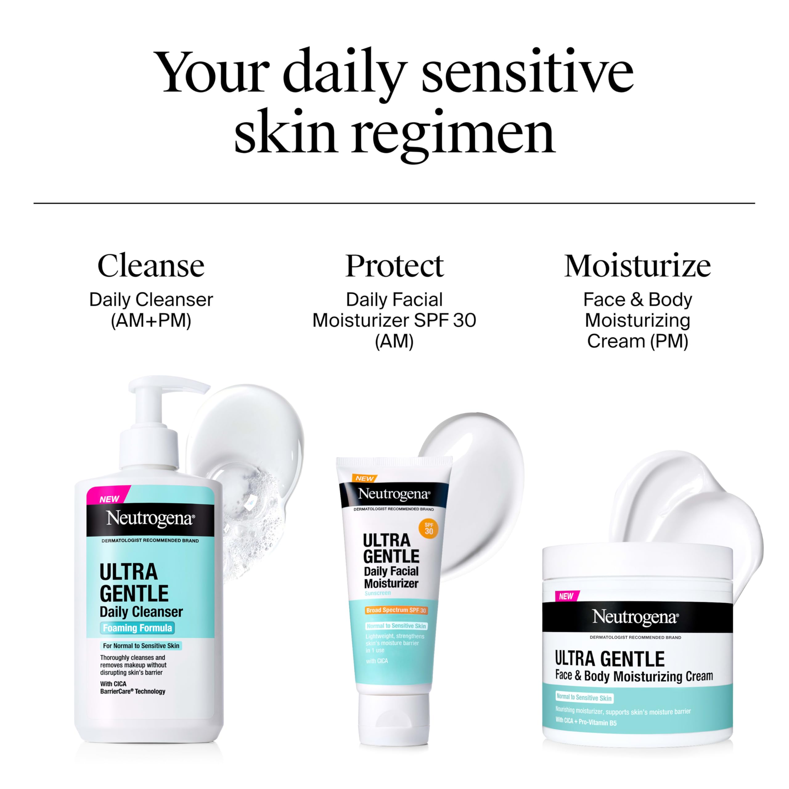 Neutrogena Ultra Gentle Foaming Cleanser hypoallergenic label communicates skin-friendly formula.