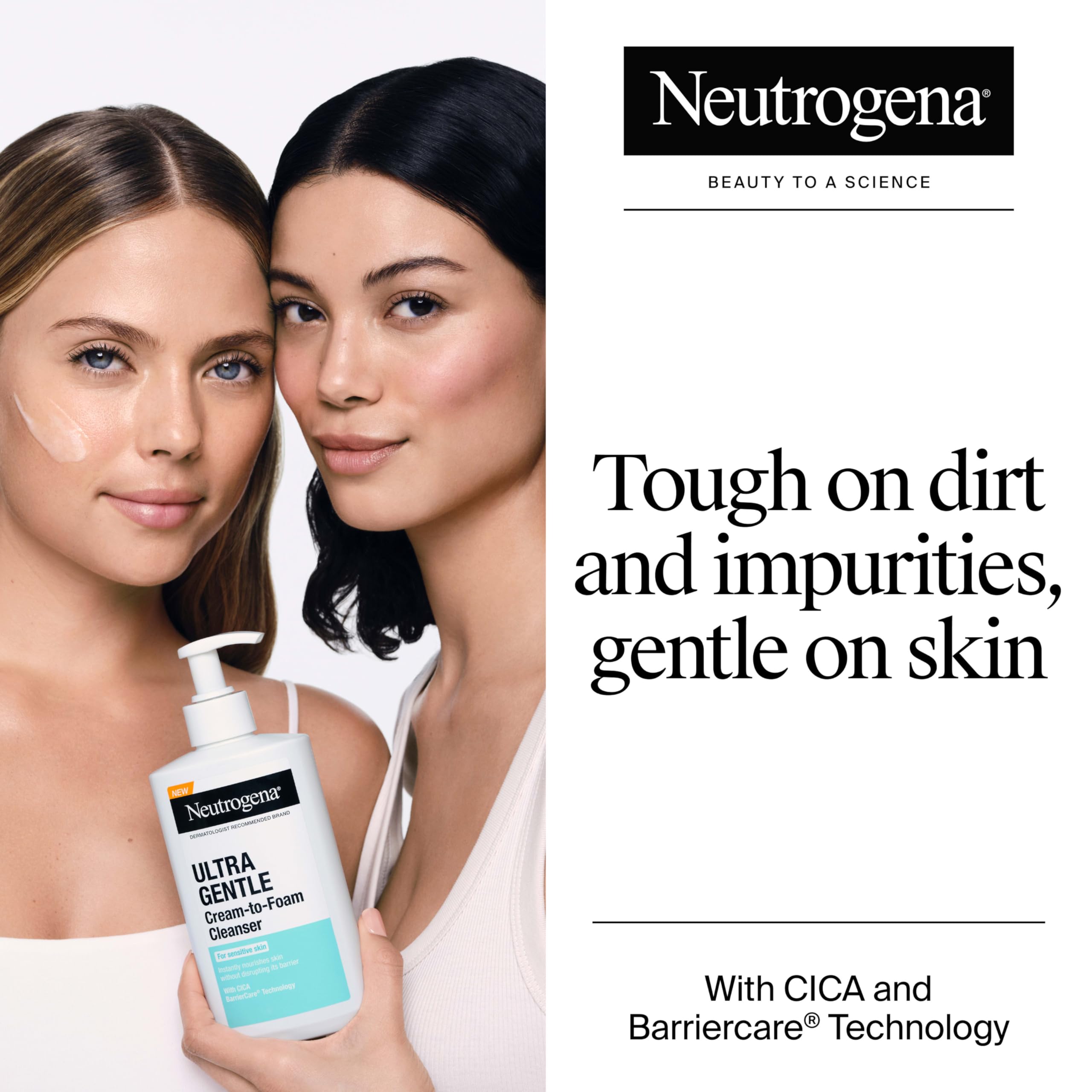 Neutrogena Ultra Gentle: textura crema-espuma para desmaquillar suave y eficaz.