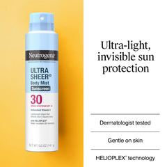 Neutrogena Ultra Sheer Body Mist on face and body for simple protection.