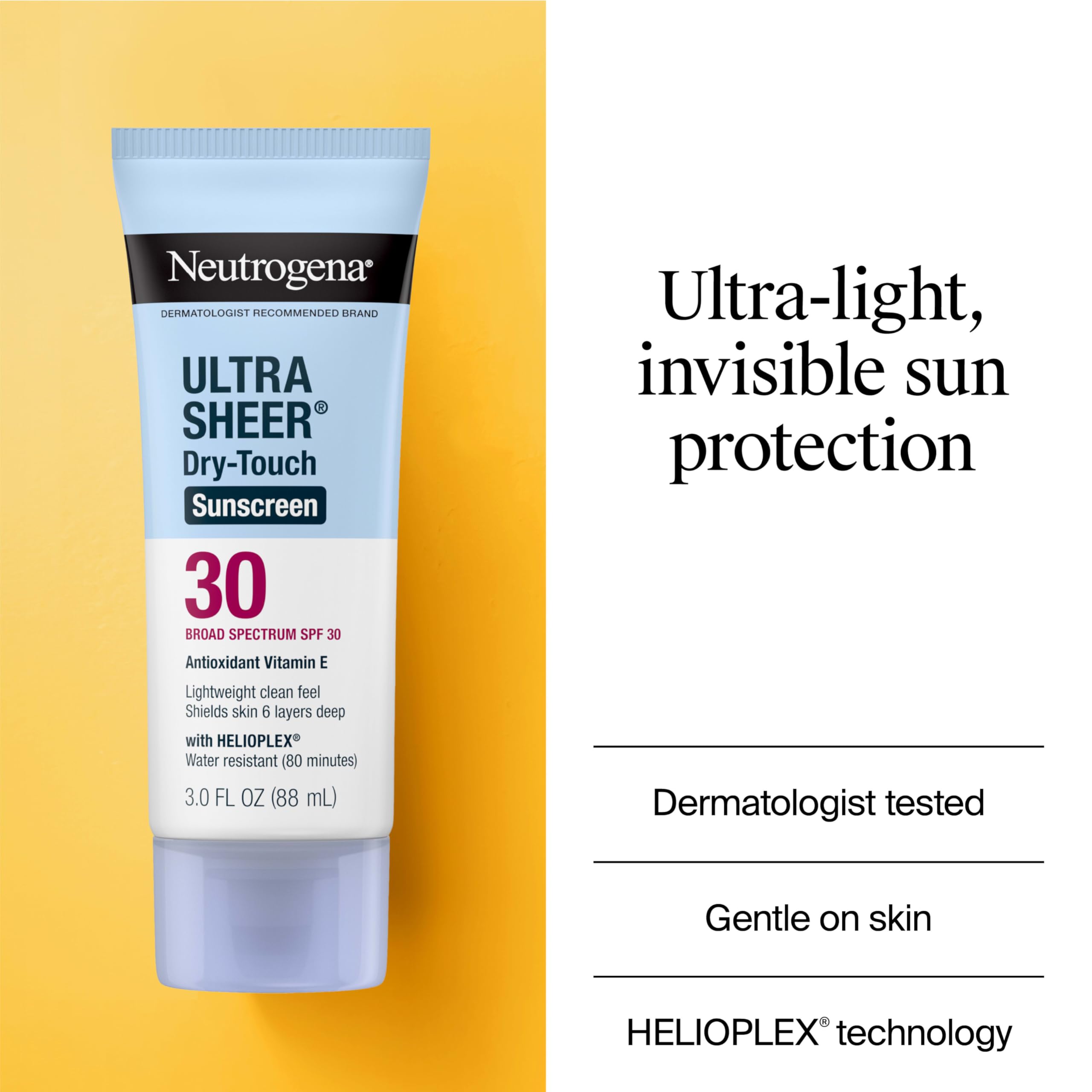 Neutrogena Ultra Sheer Dry-Touch pack de viaje tres tubos, protección portátil para salidas.