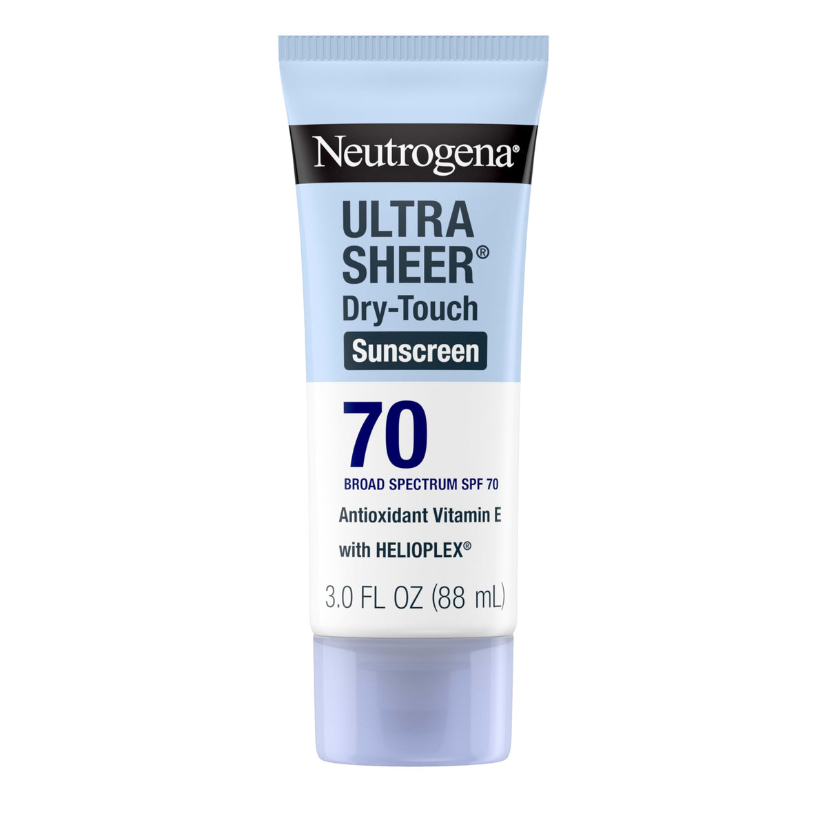 Neutrogena Ultra Sheer SPF 70, bote, protección ligera para uso diario al aire libre.