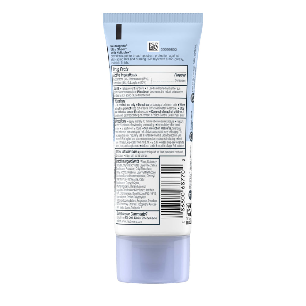Neutrogena Ultra Sheer SPF 70, uso diario corporal para salidas cortas.