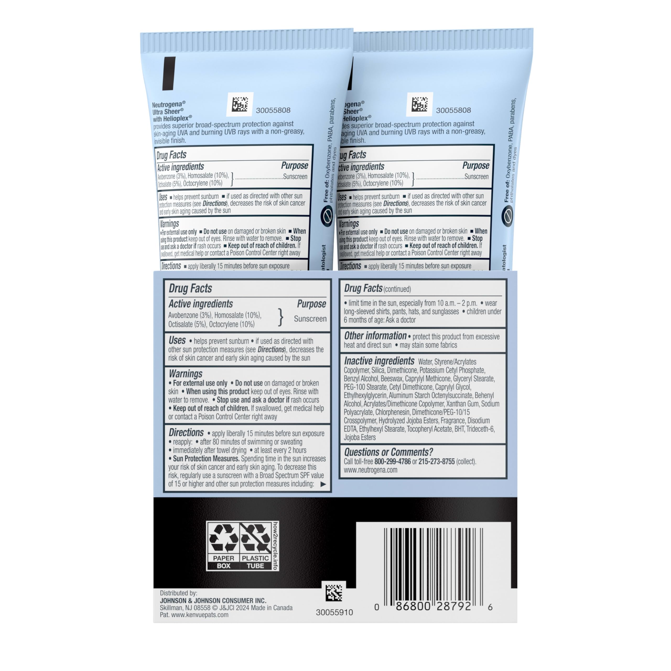 Neutrogena Ultra Sheer SPF 45, ligero y no comedogénico para poros.