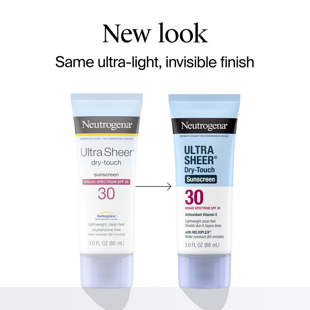 Neutrogena Ultra Sheer Dry-Touch tubo 3oz cuerpo, protección diaria sin grasa.
