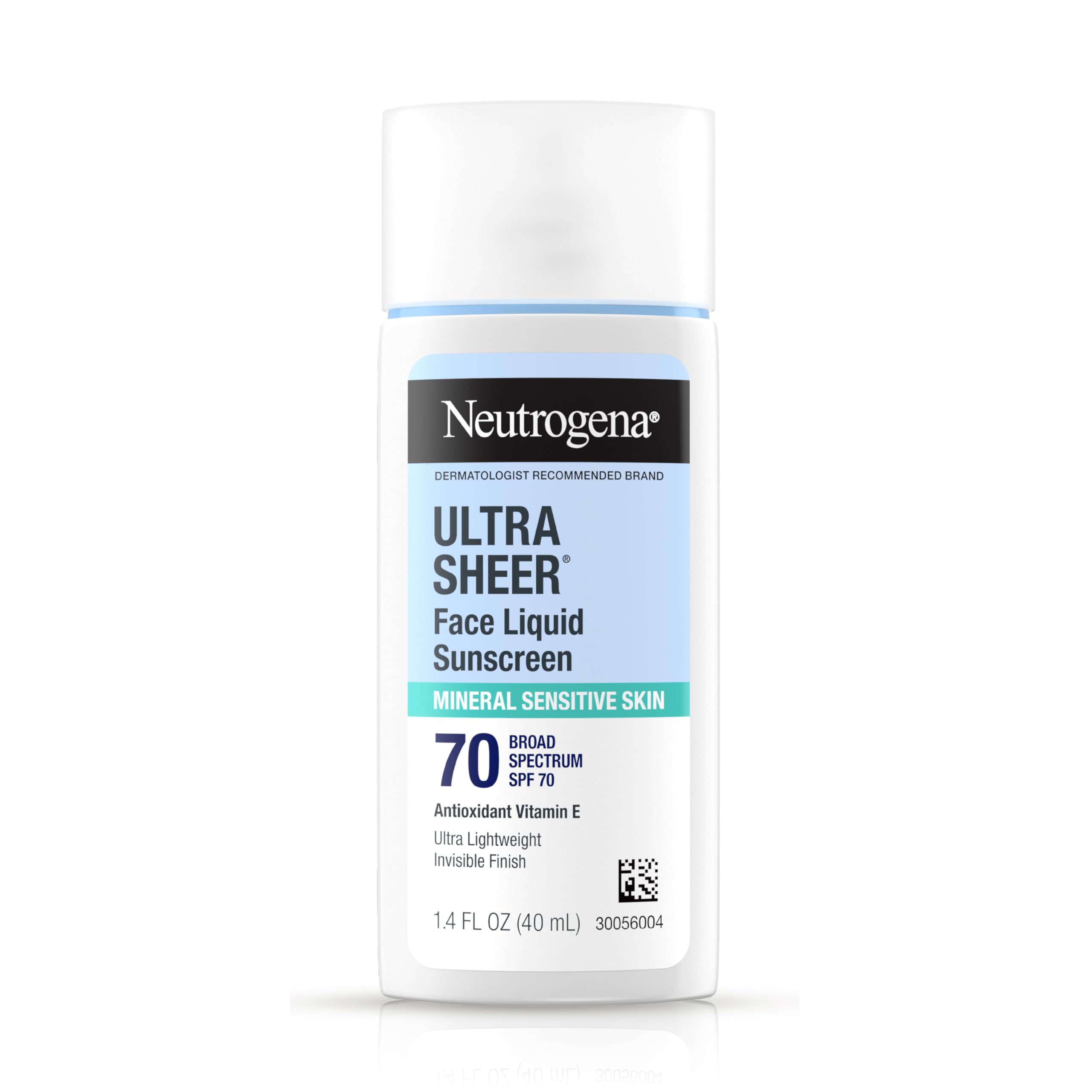 Neutrogena Ultra Sheer Mineral Face SPF 70 en bote sedoso, ideal para piel sensible.