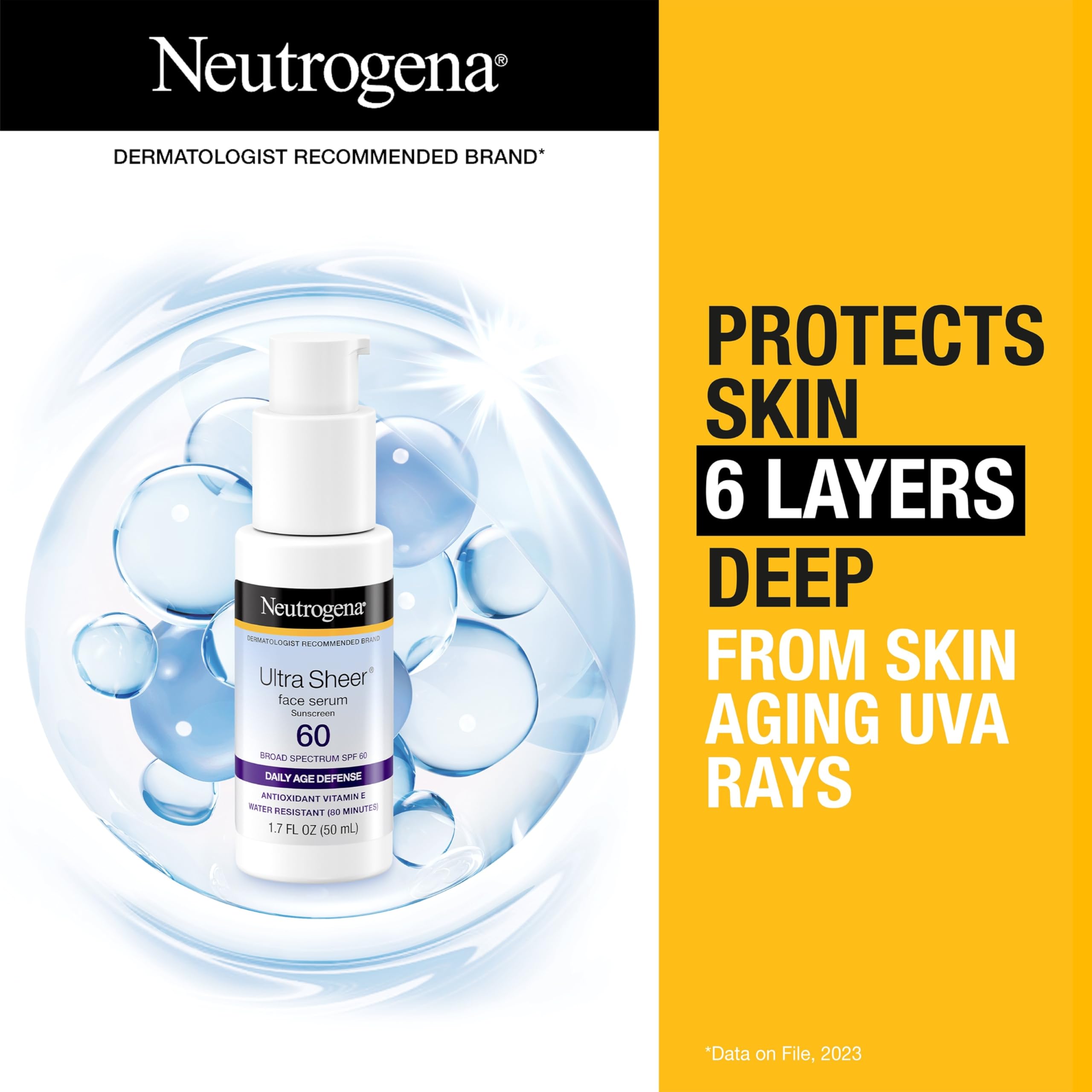 Neutrogena Ultra Sheer: protección UVA/UVB SPF 60 para el rostro
