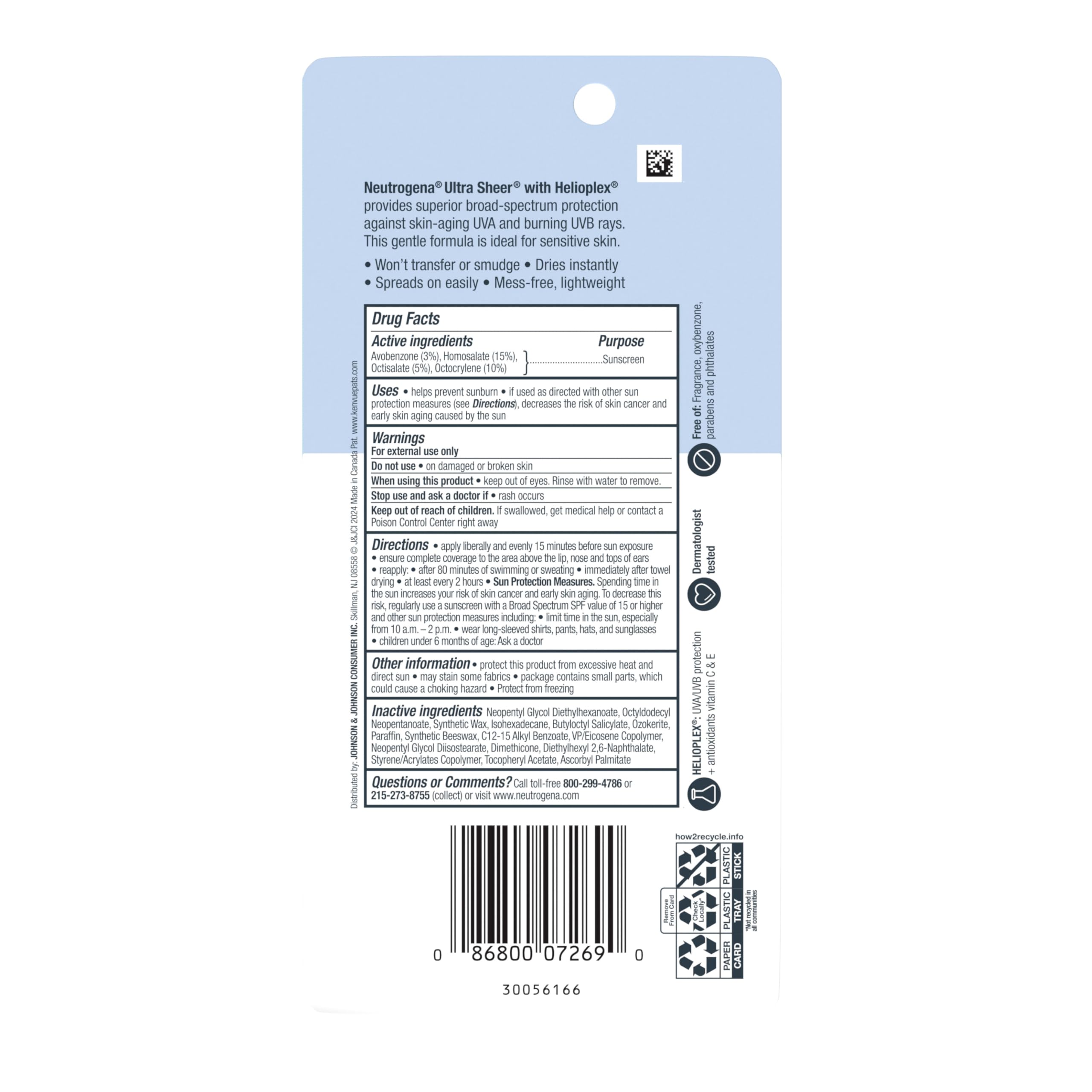 Neutrogena Ultra Sheer libre de parabenos y ftalatos