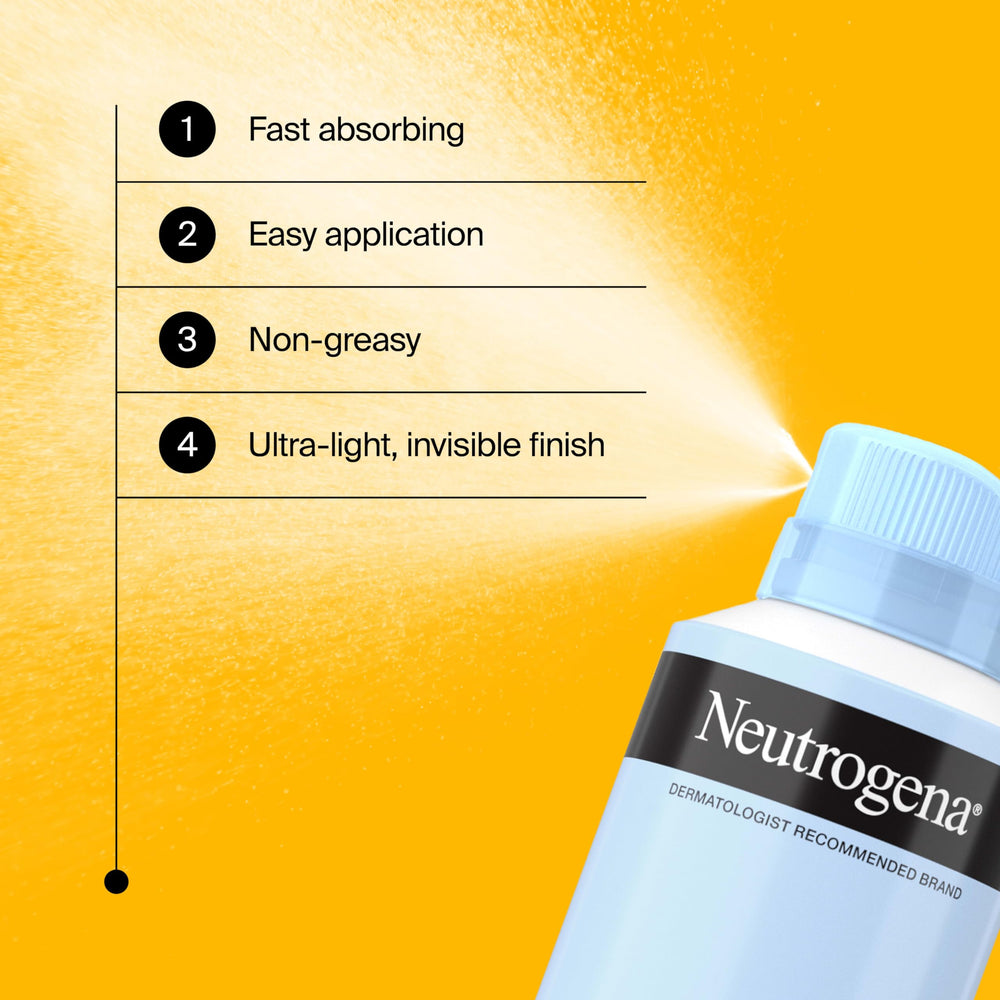 Neutrogena Ultra Sheer SPF 45 spray highlights easy coverage.