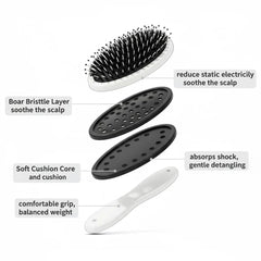 Nevecen boar bristle brush microsphere tips deliver soothing scalp massage.