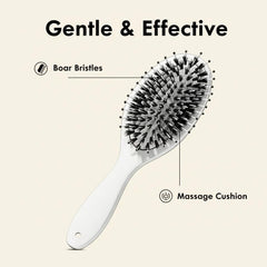 Nevecen boar bristle brush nylon frame reduces static and snagging.