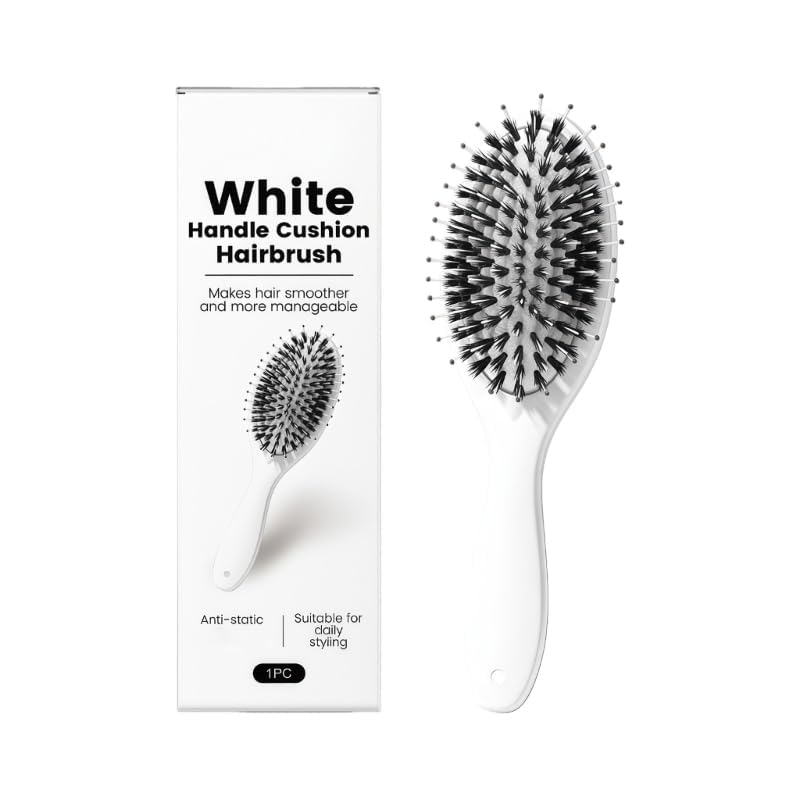 Nevecen boar bristle brush paddle close-up for detangling and salon shine.