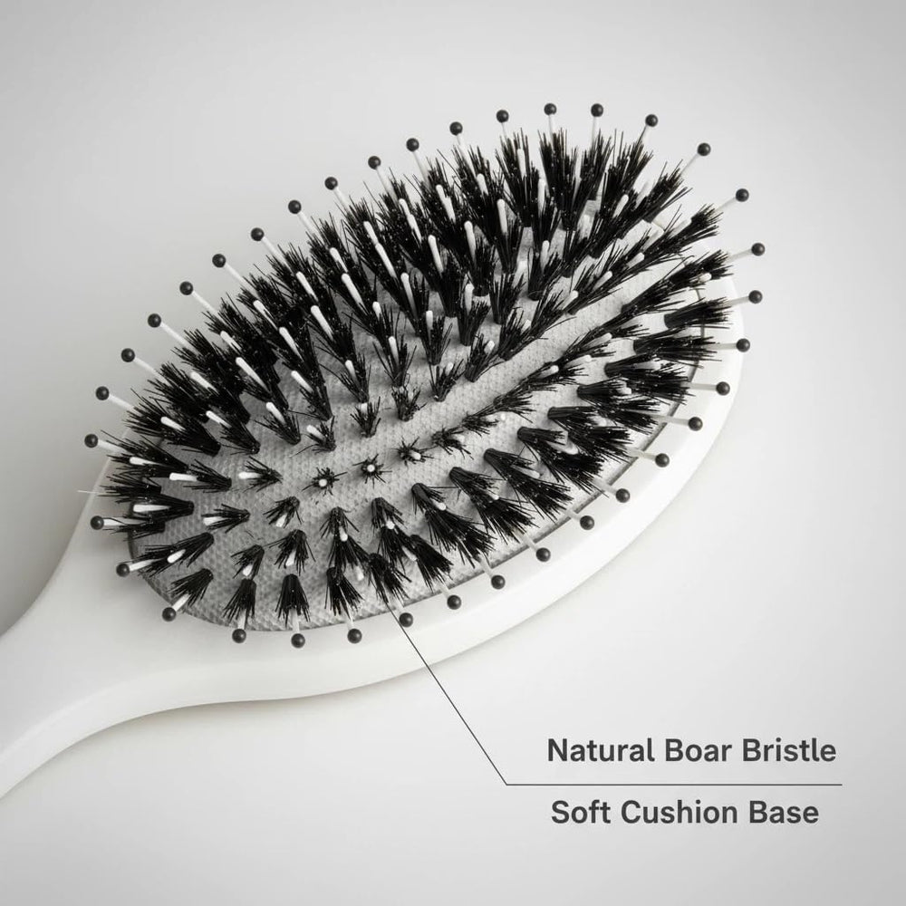 Nevecen boar bristle brush scalp massage pad supports comfortable grooming.