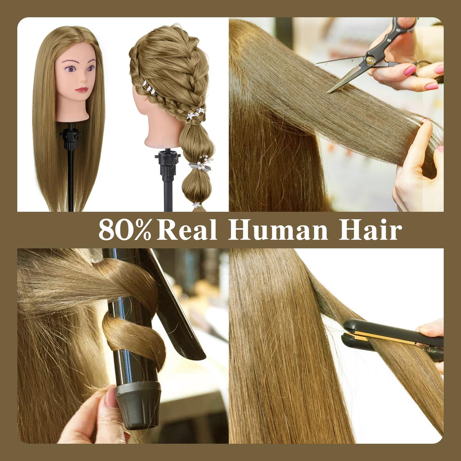 Neverland Beauty manikin head with table clamp offers secure, hands-free practice sessions.