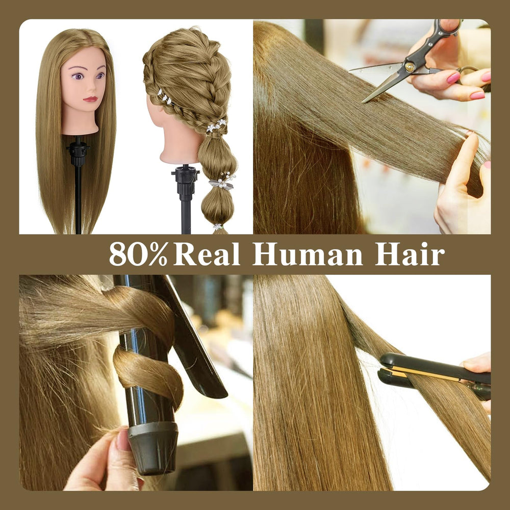 Neverland Beauty manikin head with table clamp offers secure, hands-free practice sessions.
