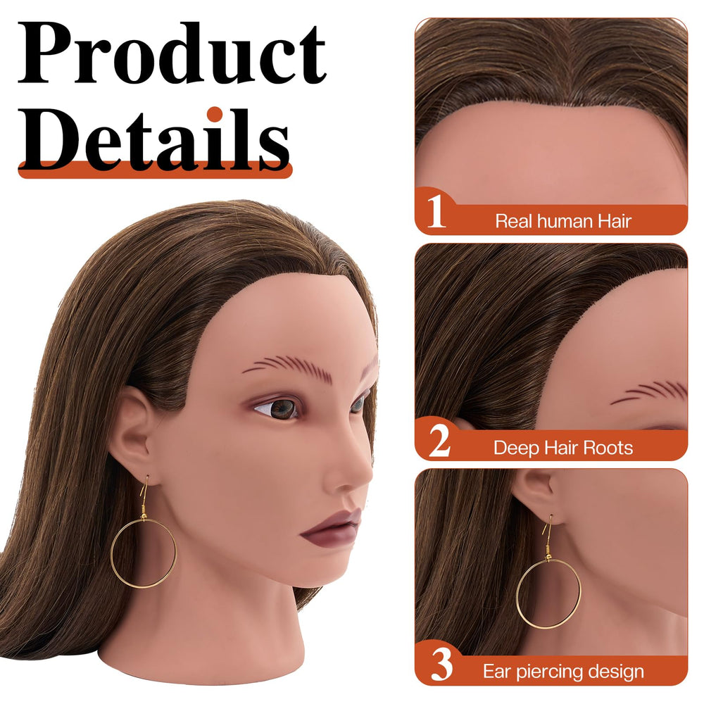 Neverland head with ear-hole design to display earrings while styling.