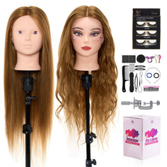 Neverland mannequin head with 80% real hair for versatile styling on 28 inches.