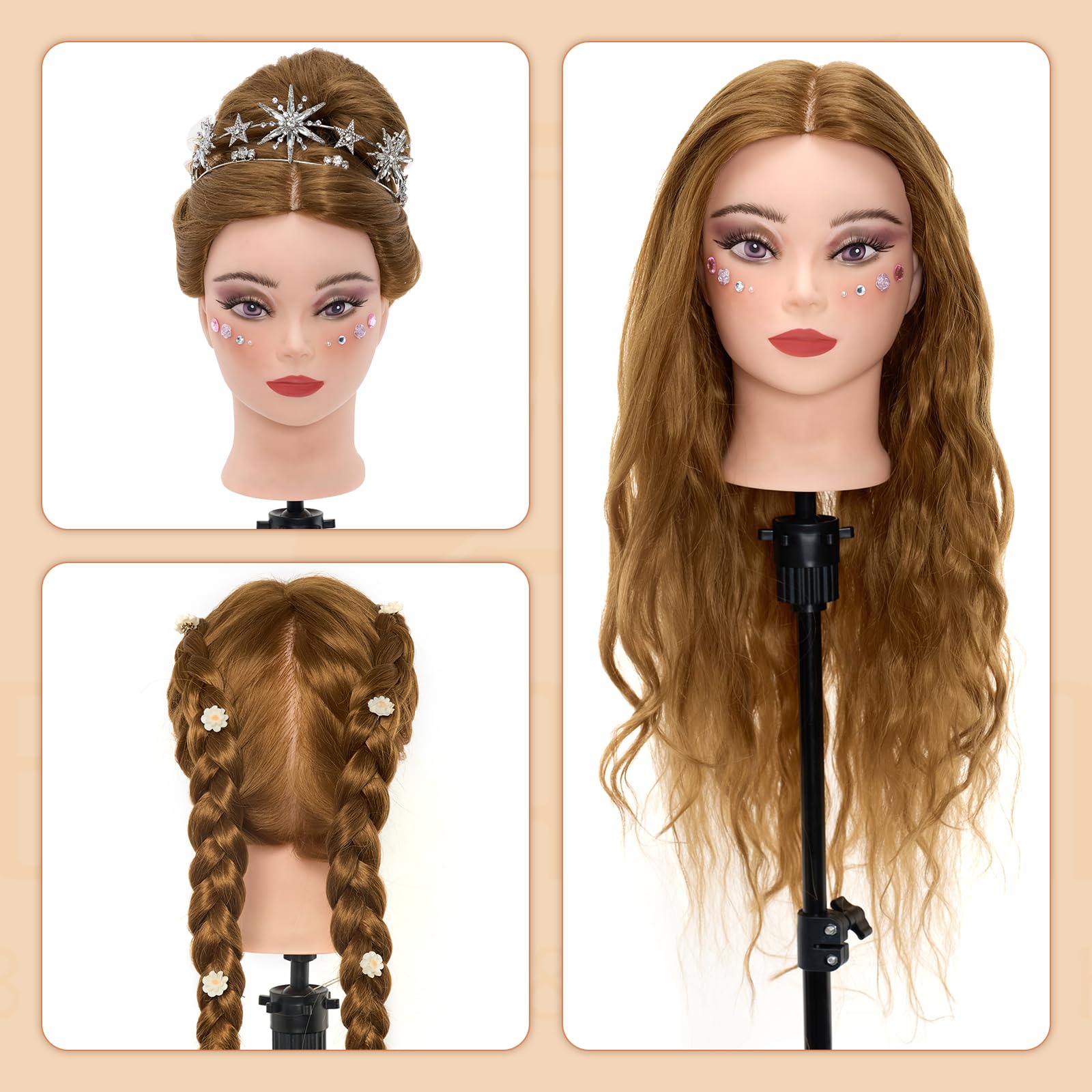 Neverland 28-inch head delivers detailed hair texture for realism.