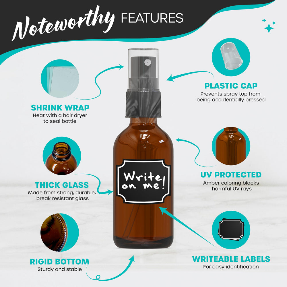 Nevlers amber glass spray bottle cap detail showing secure nozzle