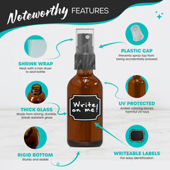 Nevlers amber glass spray bottle cap detail showing secure nozzle