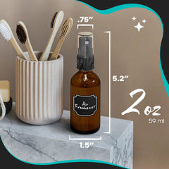 Nevlers amber glass spray bottle mist nozzle close-up for even spray