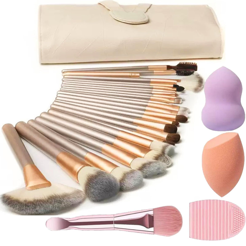 NEVSETPO makeup brush set with 24 brushes for flawless application.