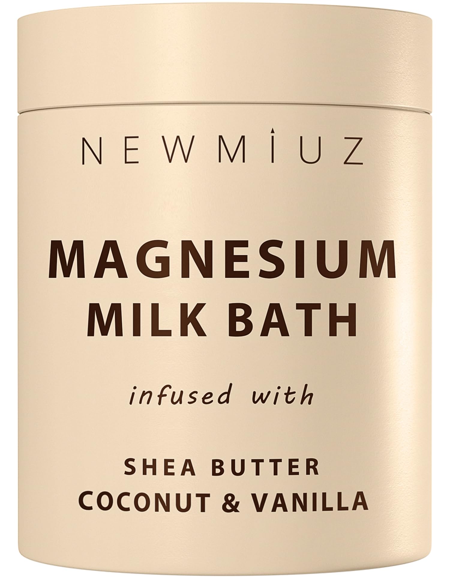 New Miuz bano leche magnesio coco vainilla, hidrata y deja la piel suave.