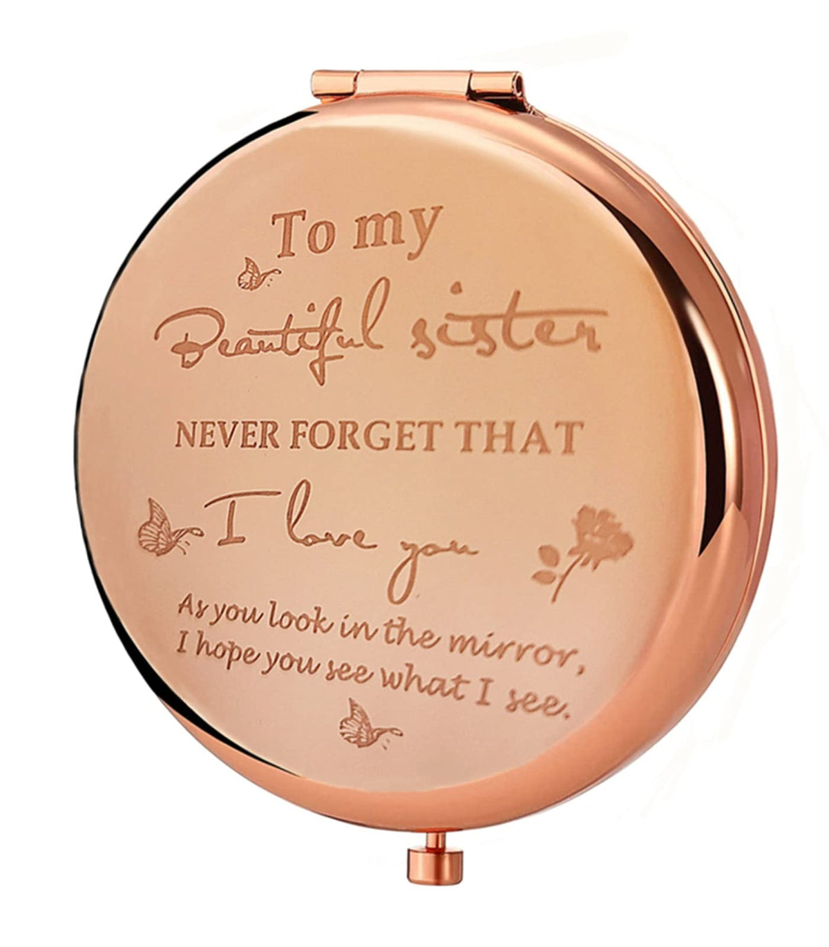 New Prominent Friend Mirror front view, compact design for on-the-go touch-ups.