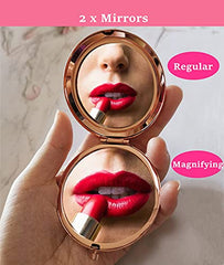 New Prominent Friend Mirror two-sided magnification aids precise makeup application.