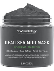 New York Biology Mascarilla Arcilla Del Mar Muerto, frasco purifica poros y deja piel suave.