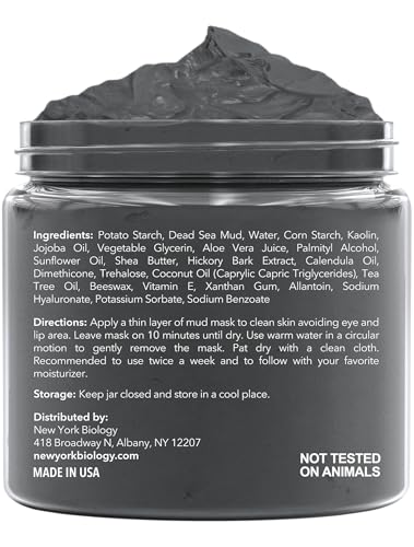 New York Biology Mascarilla Facial Arcilla Del Mar Muerto, exfolia suavemente y deja sensación de limpieza.