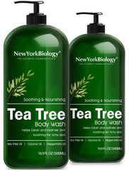 New York Biology Tea Tree Body Wash bottle for daily cleansing and skin soothing.