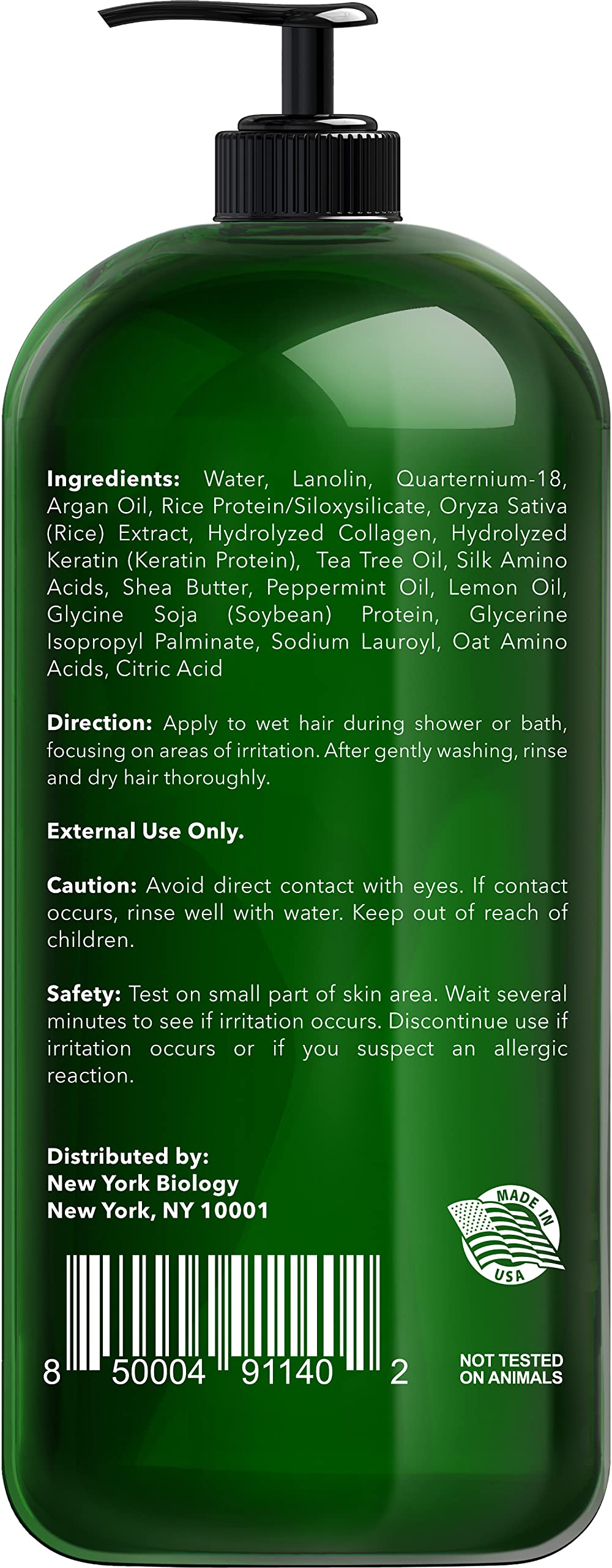 New York Biology Tea Tree Conditioner, aplicación en el cabello, hidrata y purifica la fibra capilar.
