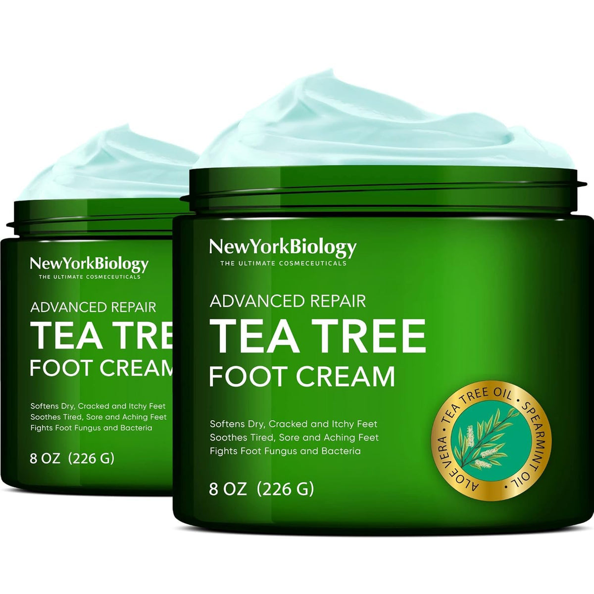 New York Biology Tea Tree Foot Cream bottle, ideal for hydration and easy application.