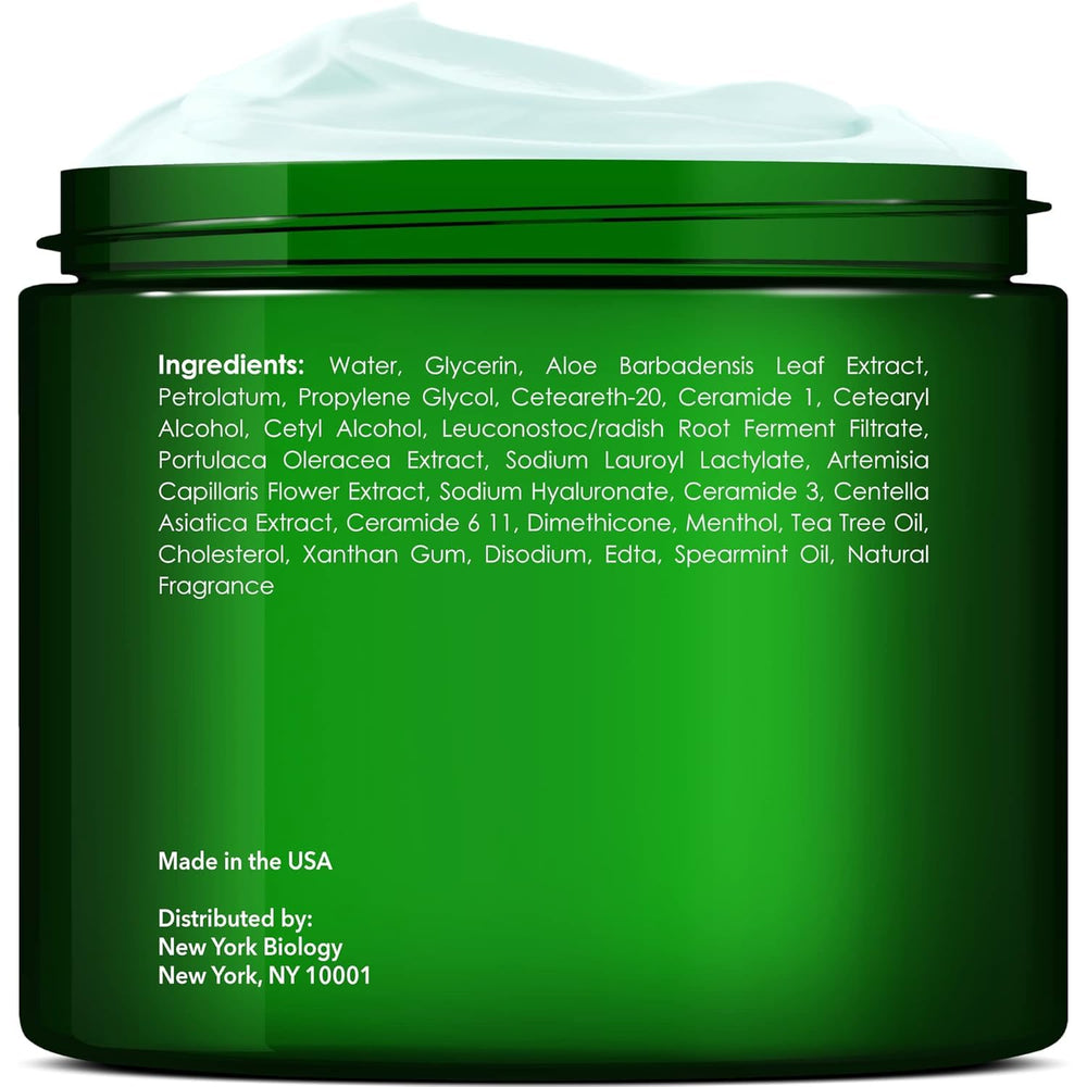 New York Biology foot cream on cracked heel, demonstrating softening and soothing action.